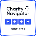 Four-star badge indicating the highest possibe rating from Charity Navigator